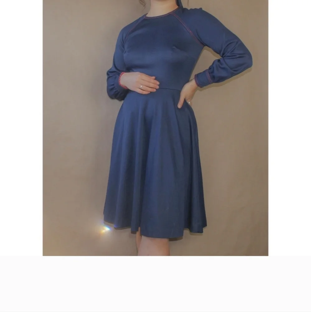 Vtg 70's hand made preppy swing sailor dress - Picture 1 of 6